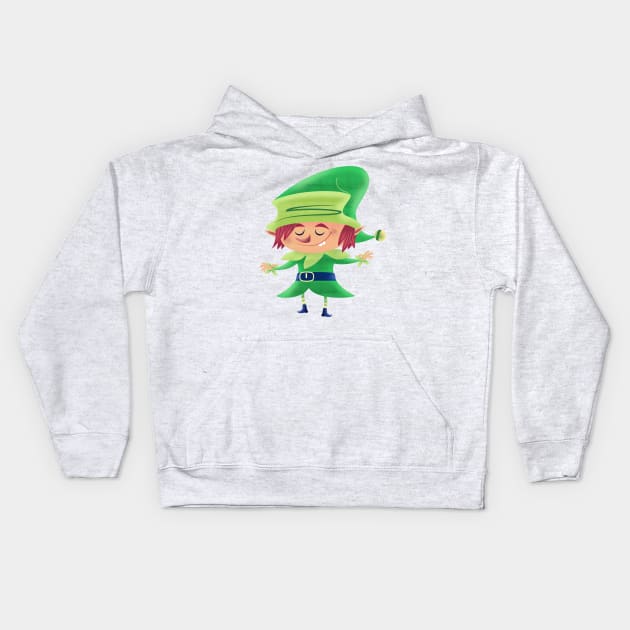 Cute christmas elf Kids Hoodie by pencildog